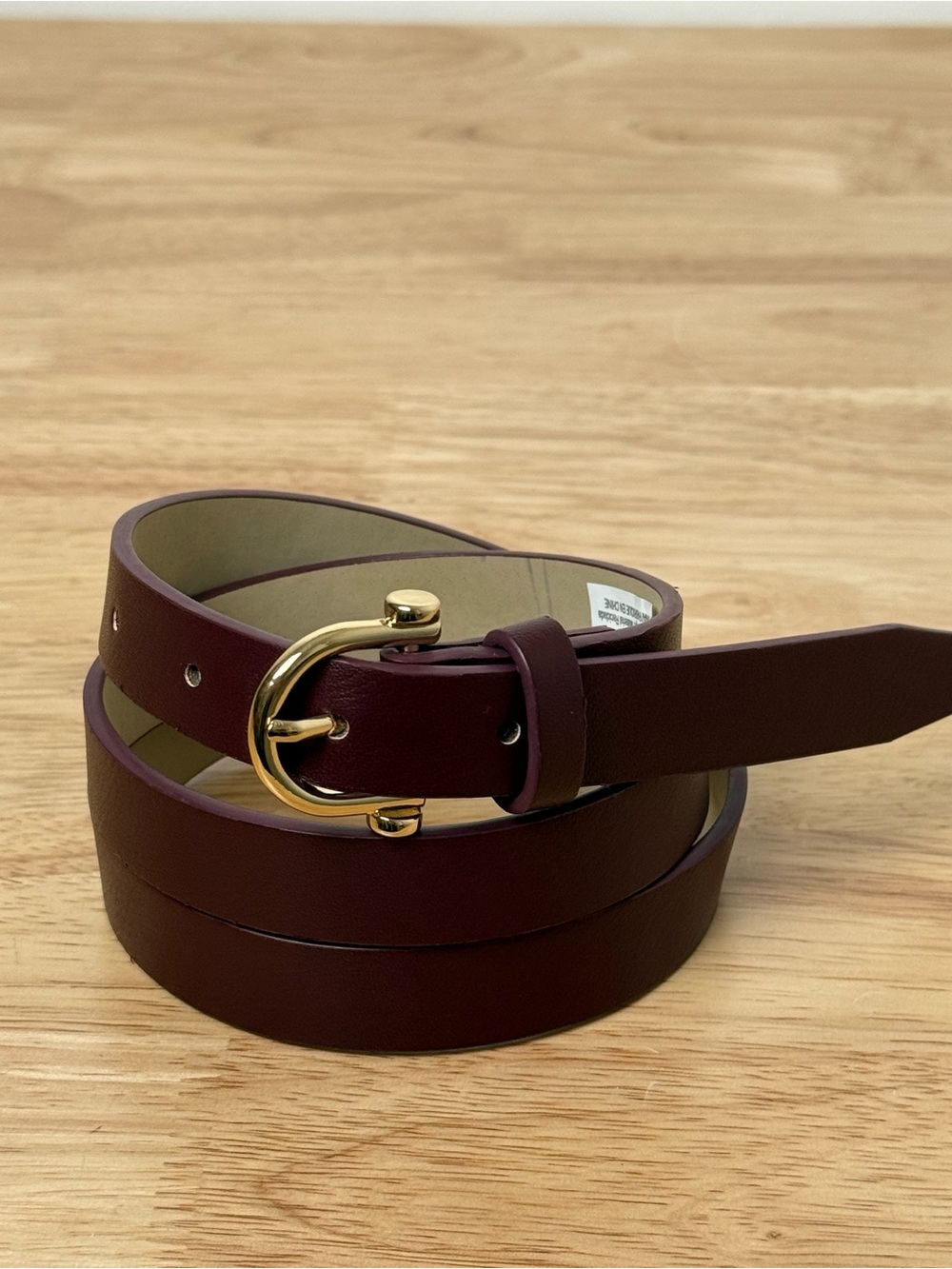 Women’s burgundy Belt with Gold Buckle